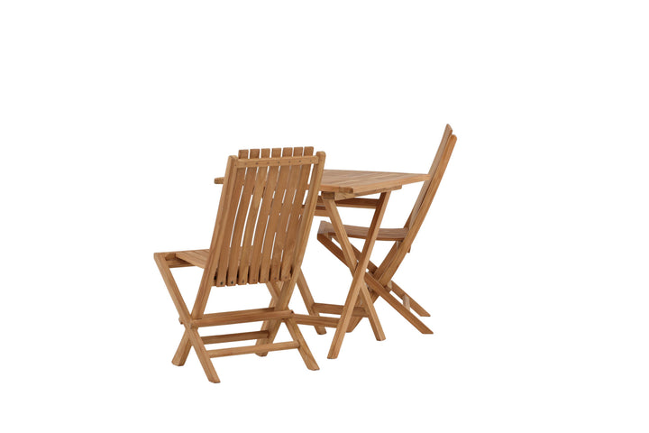 Venture Home Kenya - Folding Table- Natural - Teak - 70*70cm _1+ Ghana - Folding Chair- Natural - Teak - _2