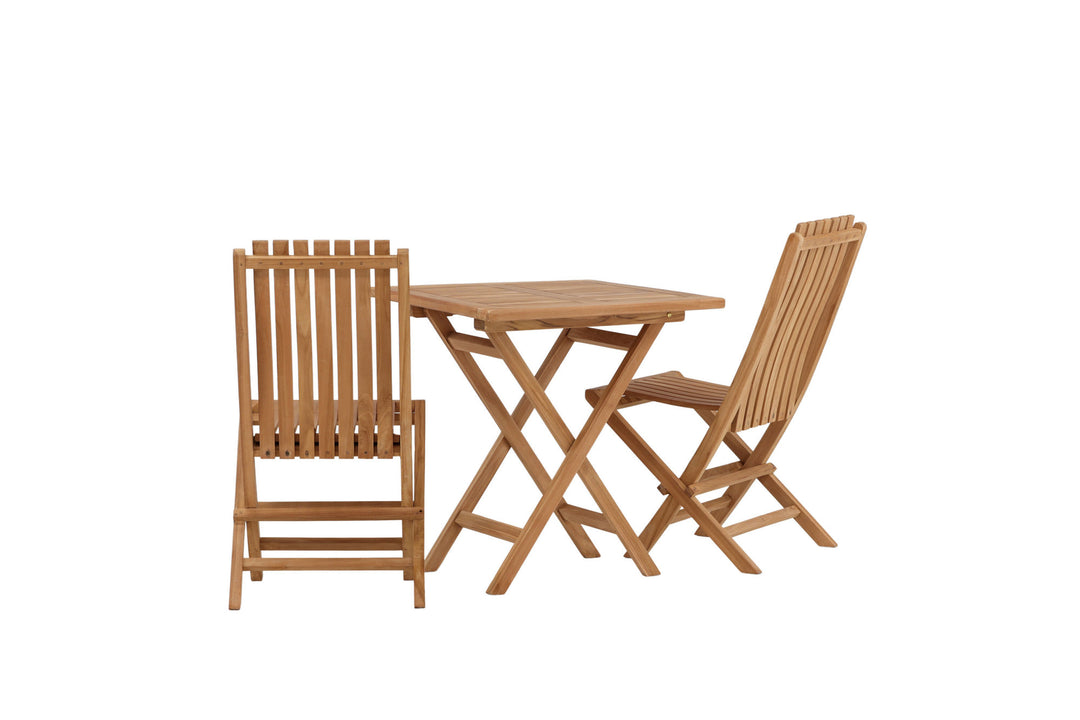 Venture Home Kenya - Folding Table- Natural - Teak - 70*70cm _1+ Ghana - Folding Chair- Natural - Teak - _2
