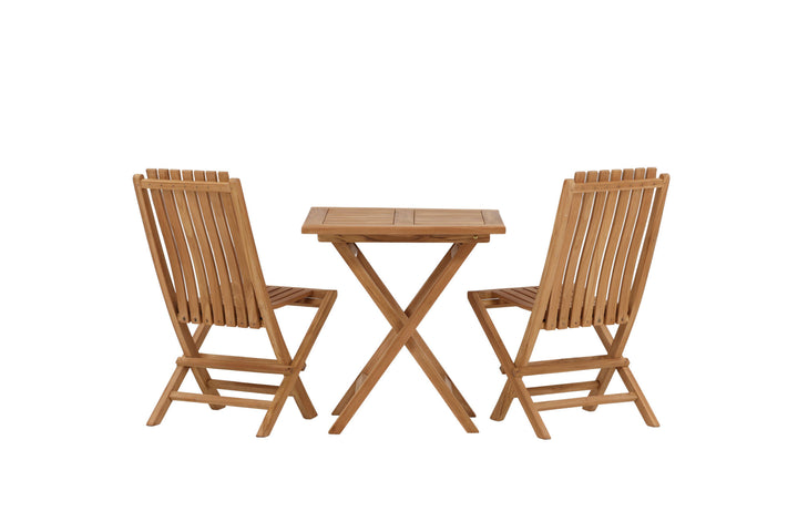 Venture Home Kenya - Folding Table- Natural - Teak - 70*70cm _1+ Ghana - Folding Chair- Natural - Teak - _2