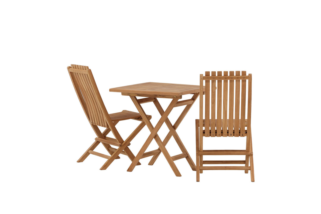 Venture Home Kenya - Folding Table- Natural - Teak - 70*70cm _1+ Ghana - Folding Chair- Natural - Teak - _2