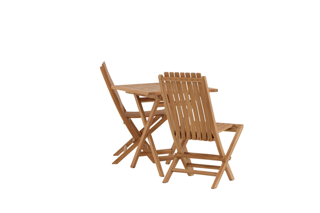 Venture Home Kenya - Folding Table- Natural - Teak - 70*70cm _1+ Ghana - Folding Chair- Natural - Teak - _2