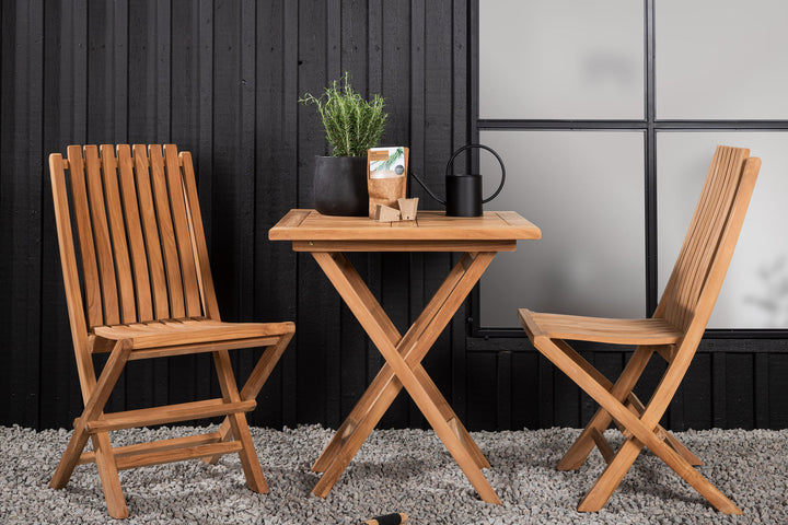 Venture Home Kenya - Folding Table- Natural - Teak - 70*70cm _1+ Ghana - Folding Chair- Natural - Teak - _2