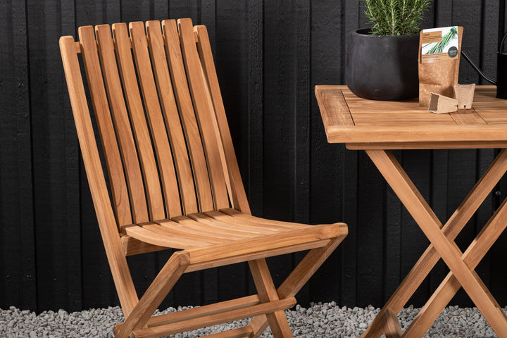 Venture Home Kenya - Folding Table- Natural - Teak - 70*70cm _1+ Ghana - Folding Chair- Natural - Teak - _2