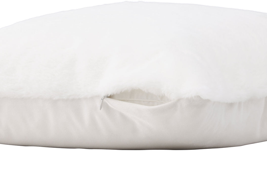 Venture Home Thea Cushion Cover Rabbit fur/Poly Velvet - White 50x50