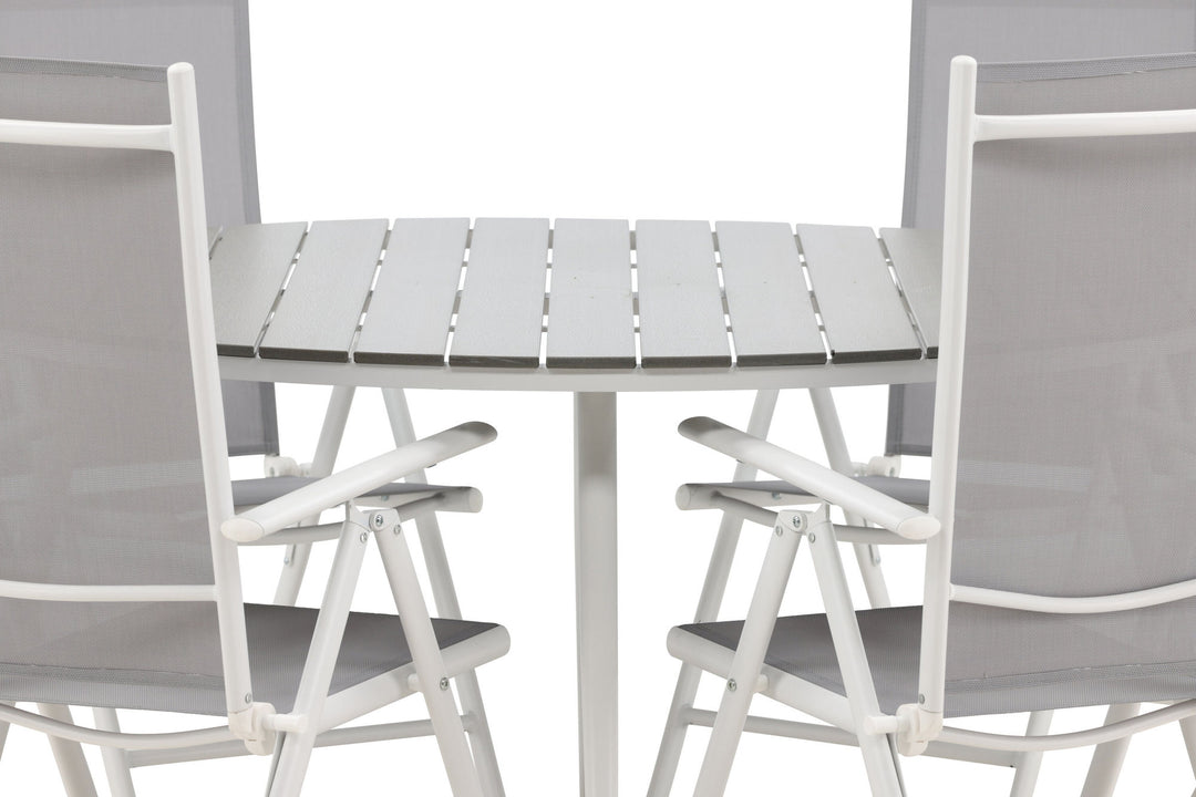 Venture Home Break - Dining Table Round- White / Grey - Alu / Aintwood - 150ø _1+ Break 5:pos Chair - White/Grey _6