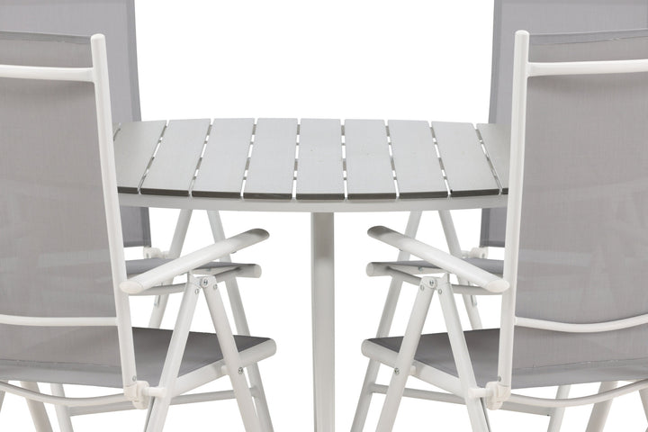 Venture Home Break - Dining Table Round- White / Grey - Alu / Aintwood - 150ø _1+ Break 5:pos Chair - White/Grey _6