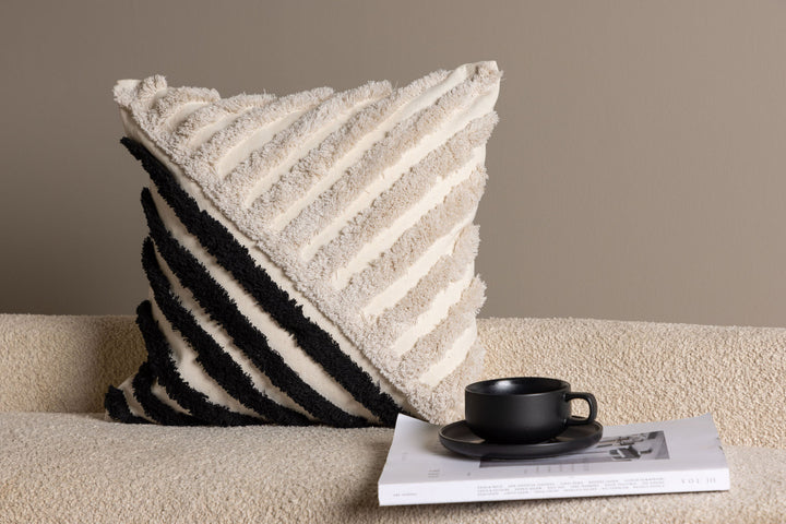 Venture Home Zara Cushion Cover Polycotton - Black/White / 45x45