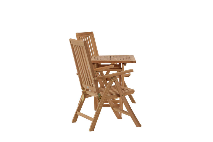Venture Home Kenya - Folding Table- Natural - Teak - 70*70cm +Kenya 5-position Folding Chair - Teak _2