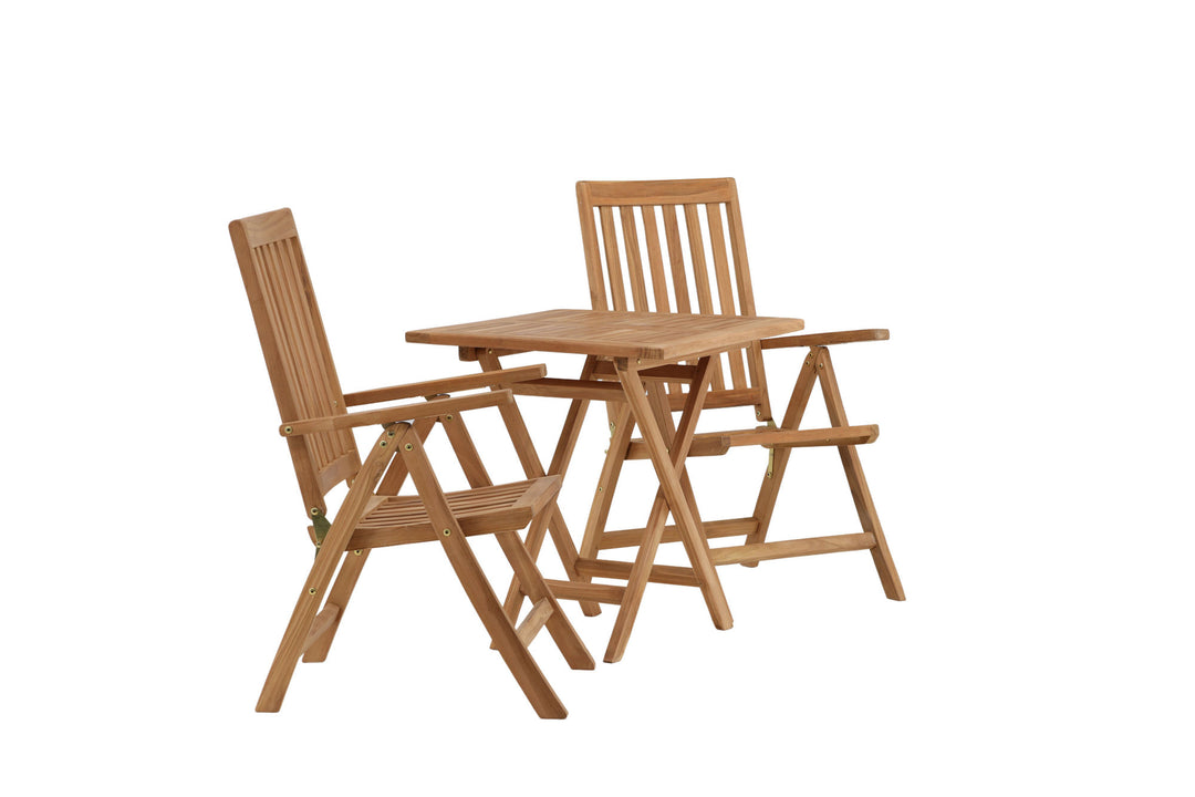 Venture Home Kenya - Folding Table- Natural - Teak - 70*70cm +Kenya 5-position Folding Chair - Teak _2