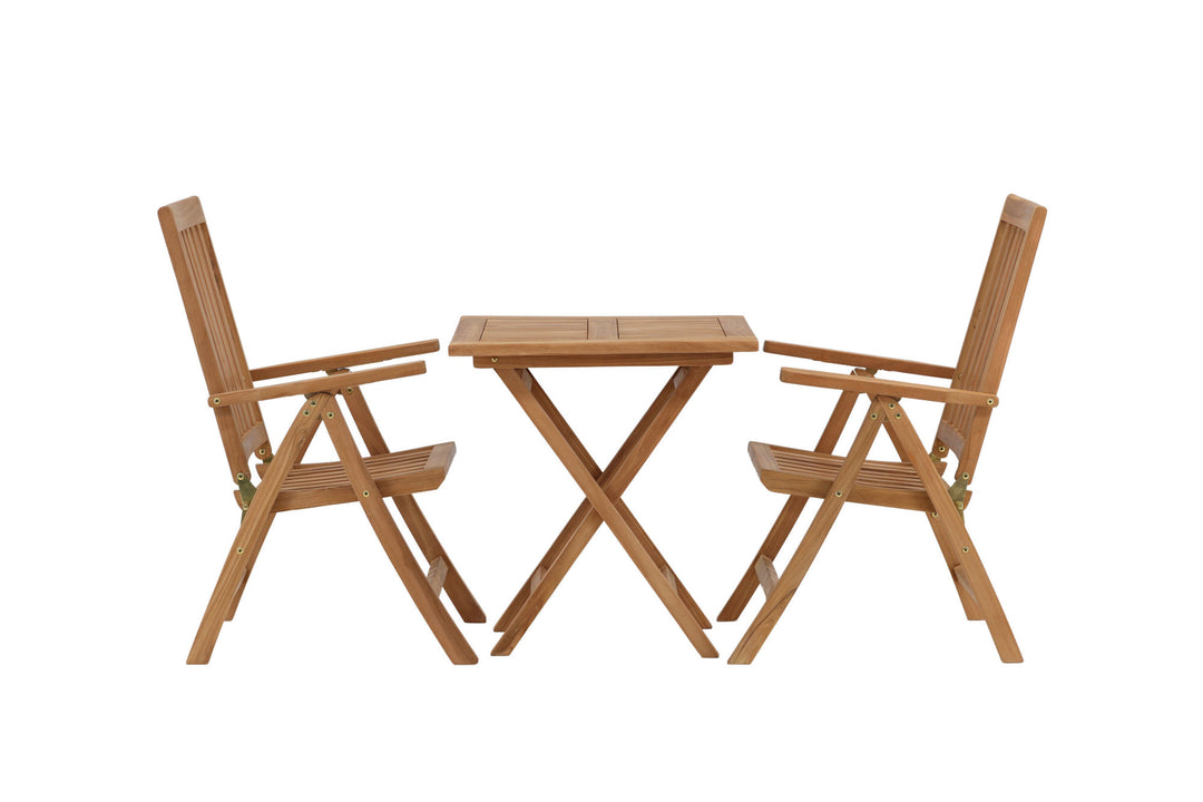 Venture Home Kenya - Folding Table- Natural - Teak - 70*70cm +Kenya 5-position Folding Chair - Teak _2