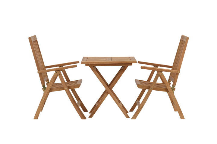 Venture Home Kenya - Folding Table- Natural - Teak - 70*70cm +Kenya 5-position Folding Chair - Teak _2