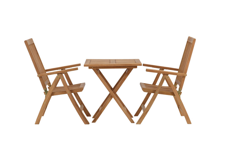 Venture Home Kenya - Folding Table- Natural - Teak - 70*70cm +Kenya 5-position Folding Chair - Teak _2