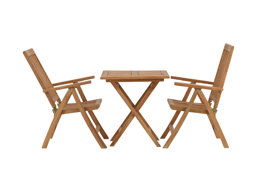 Venture Home Kenya - Folding Table- Natural - Teak - 70*70cm +Kenya 5-position Folding Chair - Teak _2