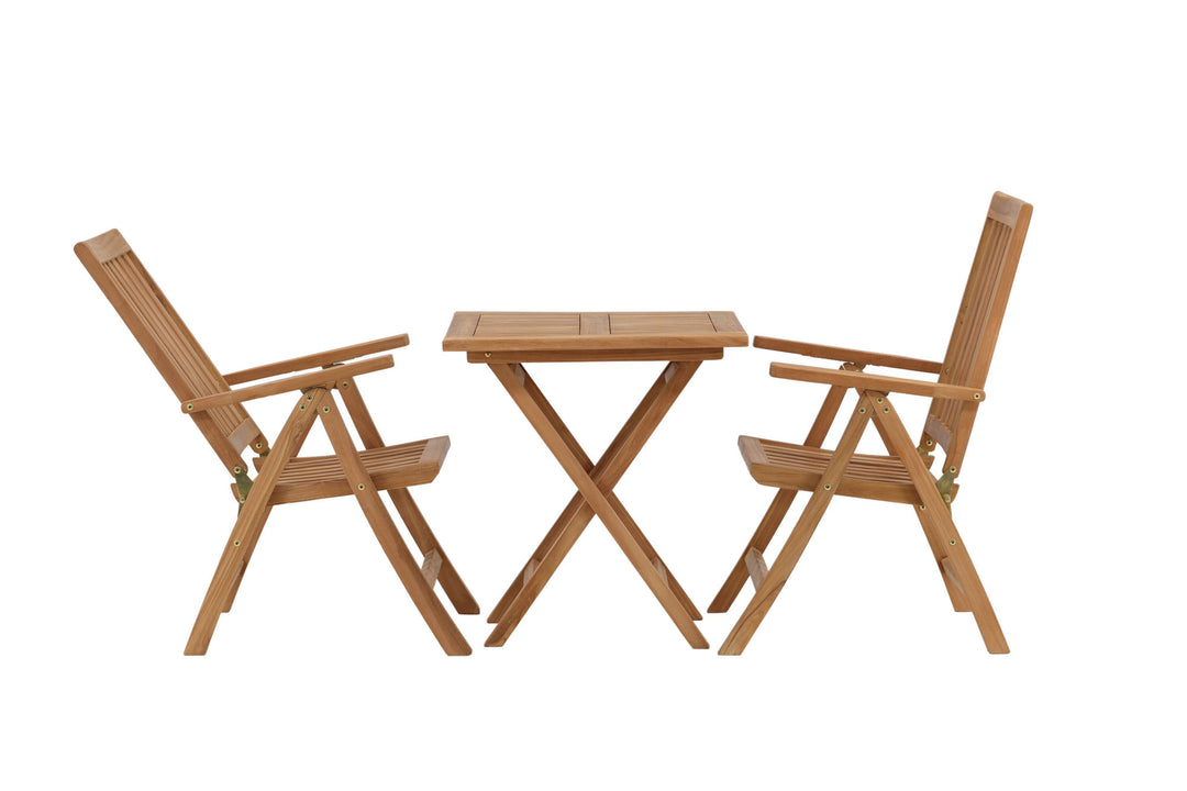 Venture Home Kenya - Folding Table- Natural - Teak - 70*70cm +Kenya 5-position Folding Chair - Teak _2