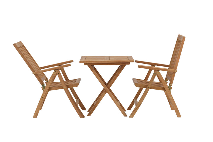 Venture Home Kenya - Folding Table- Natural - Teak - 70*70cm +Kenya 5-position Folding Chair - Teak _2
