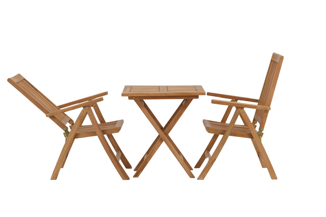 Venture Home Kenya - Folding Table- Natural - Teak - 70*70cm +Kenya 5-position Folding Chair - Teak _2