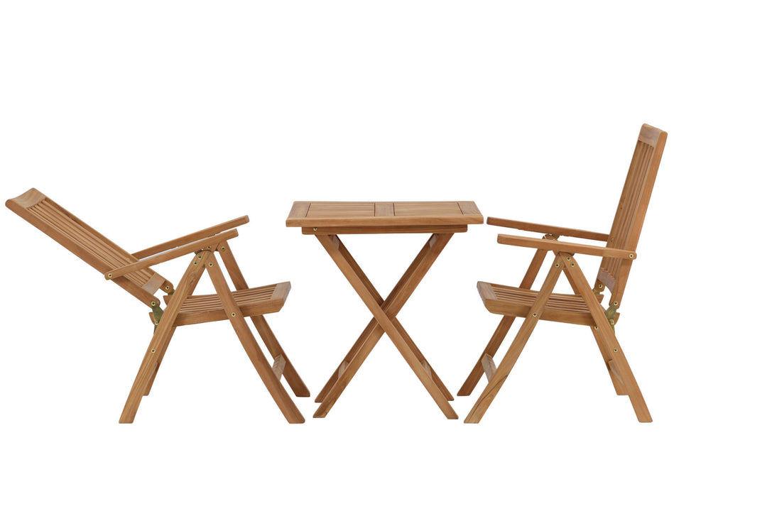 Venture Home Kenya - Folding Table- Natural - Teak - 70*70cm +Kenya 5-position Folding Chair - Teak _2