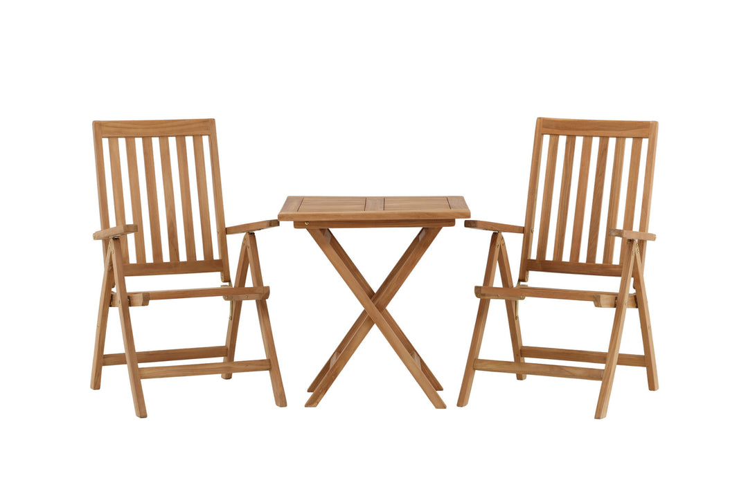 Venture Home Kenya - Folding Table- Natural - Teak - 70*70cm +Kenya 5-position Folding Chair - Teak _2