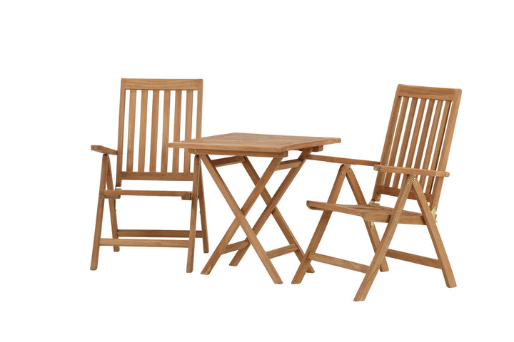 Venture Home Kenya - Folding Table- Natural - Teak - 70*70cm +Kenya 5-position Folding Chair - Teak _2