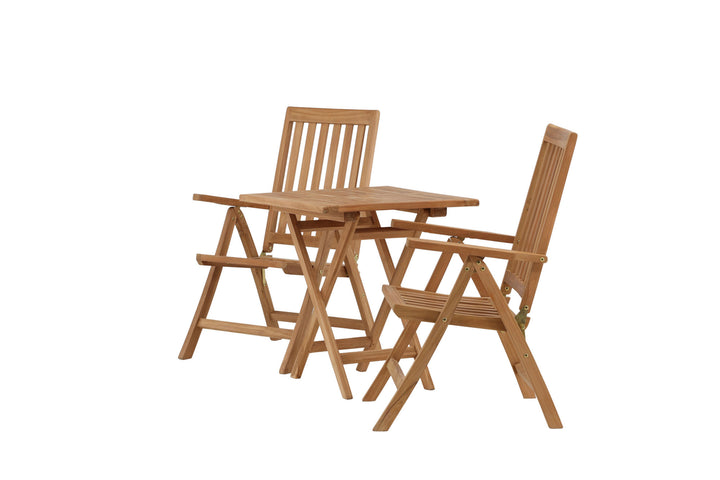 Venture Home Kenya - Folding Table- Natural - Teak - 70*70cm +Kenya 5-position Folding Chair - Teak _2