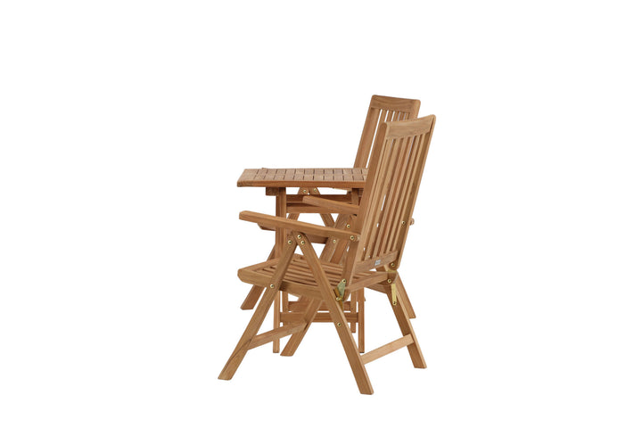 Venture Home Kenya - Folding Table- Natural - Teak - 70*70cm +Kenya 5-position Folding Chair - Teak _2