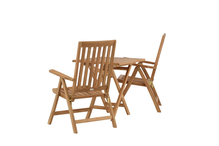 Venture Home Kenya - Folding Table- Natural - Teak - 70*70cm +Kenya 5-position Folding Chair - Teak _2