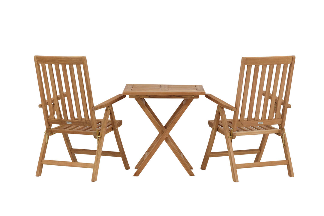 Venture Home Kenya - Folding Table- Natural - Teak - 70*70cm +Kenya 5-position Folding Chair - Teak _2