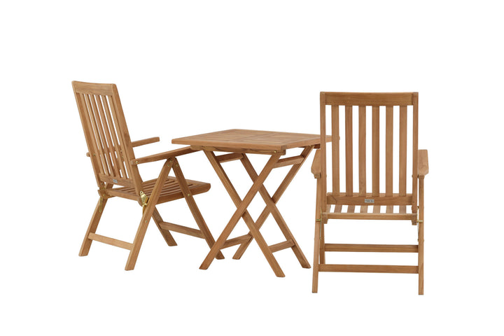 Venture Home Kenya - Folding Table- Natural - Teak - 70*70cm +Kenya 5-position Folding Chair - Teak _2