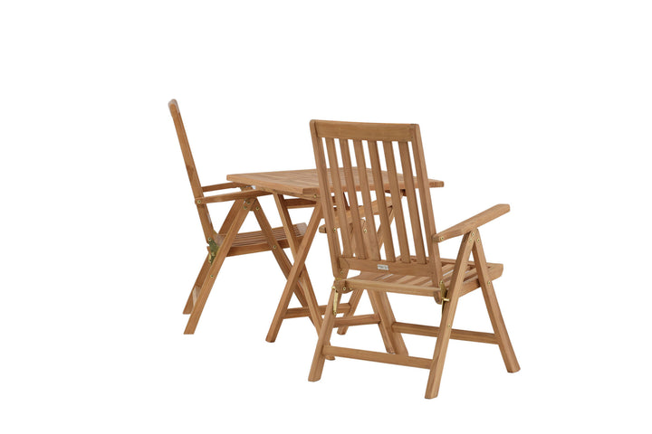 Venture Home Kenya - Folding Table- Natural - Teak - 70*70cm +Kenya 5-position Folding Chair - Teak _2