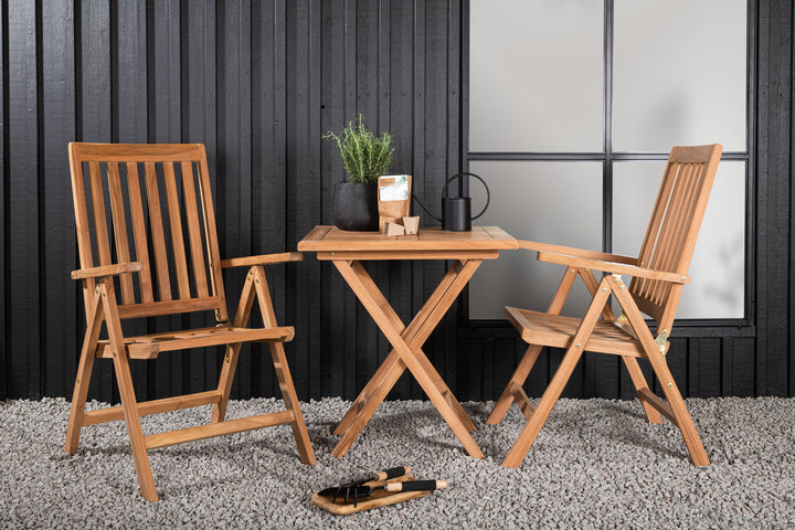 Venture Home Kenya - Folding Table- Natural - Teak - 70*70cm +Kenya 5-position Folding Chair - Teak _2