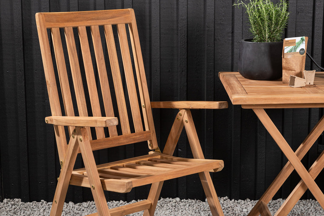 Venture Home Kenya - Folding Table- Natural - Teak - 70*70cm +Kenya 5-position Folding Chair - Teak _2