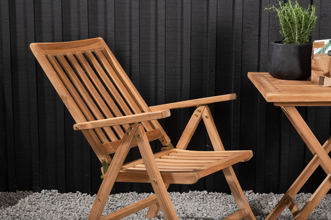 Venture Home Kenya - Folding Table- Natural - Teak - 70*70cm +Kenya 5-position Folding Chair - Teak _2