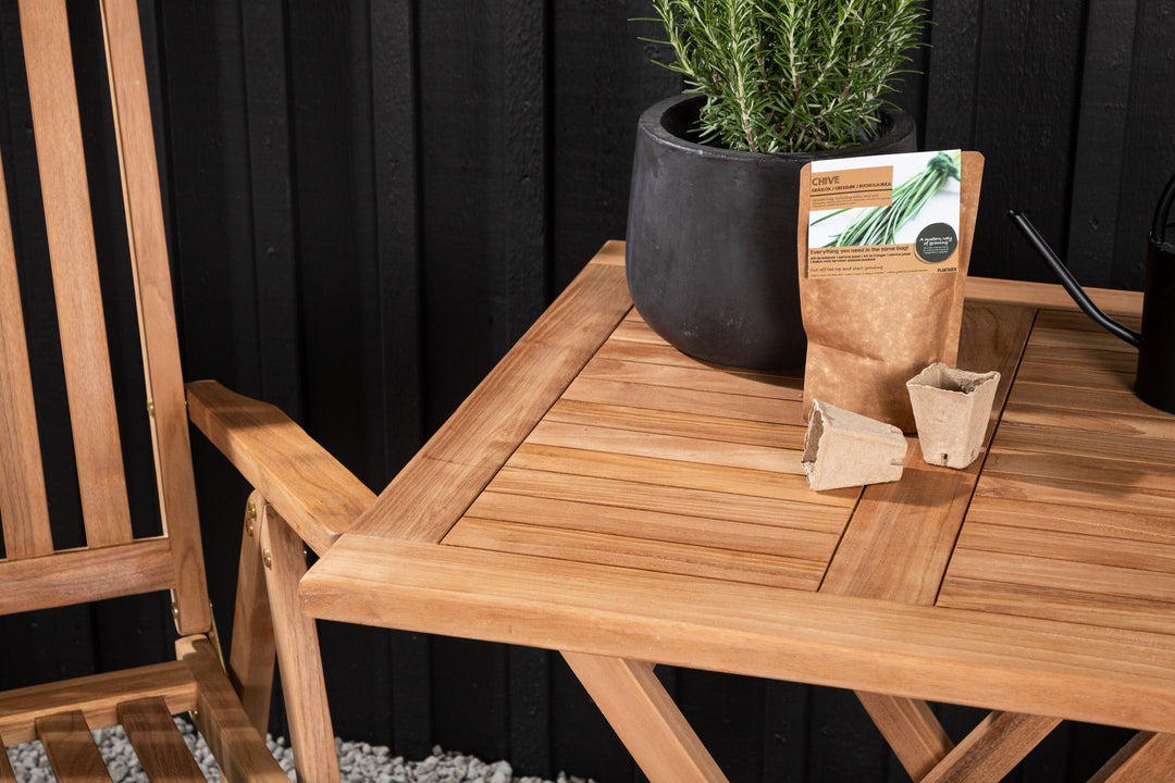 Venture Home Kenya - Folding Table- Natural - Teak - 70*70cm +Kenya 5-position Folding Chair - Teak _2