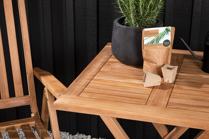 Venture Home Kenya - Folding Table- Natural - Teak - 70*70cm +Kenya 5-position Folding Chair - Teak _2