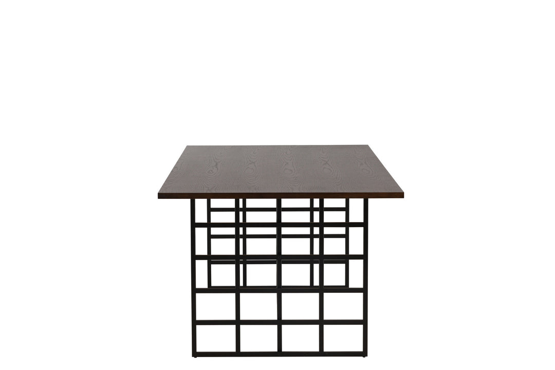 Furniture Fashion Ystad Dining Table - Black / Mocca Oak Veneer