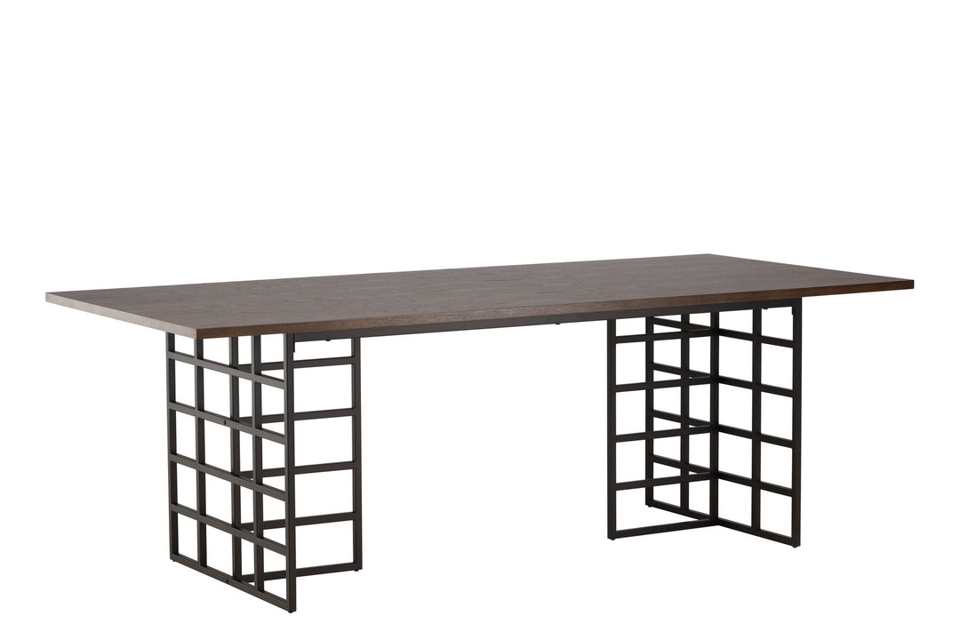 Furniture Fashion Ystad Dining Table - Black / Mocca Oak Veneer