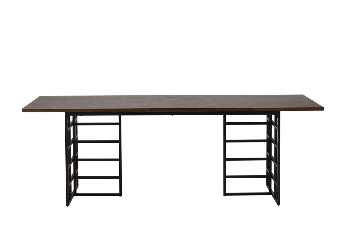 Furniture Fashion Ystad Dining Table - Black / Mocca Oak Veneer