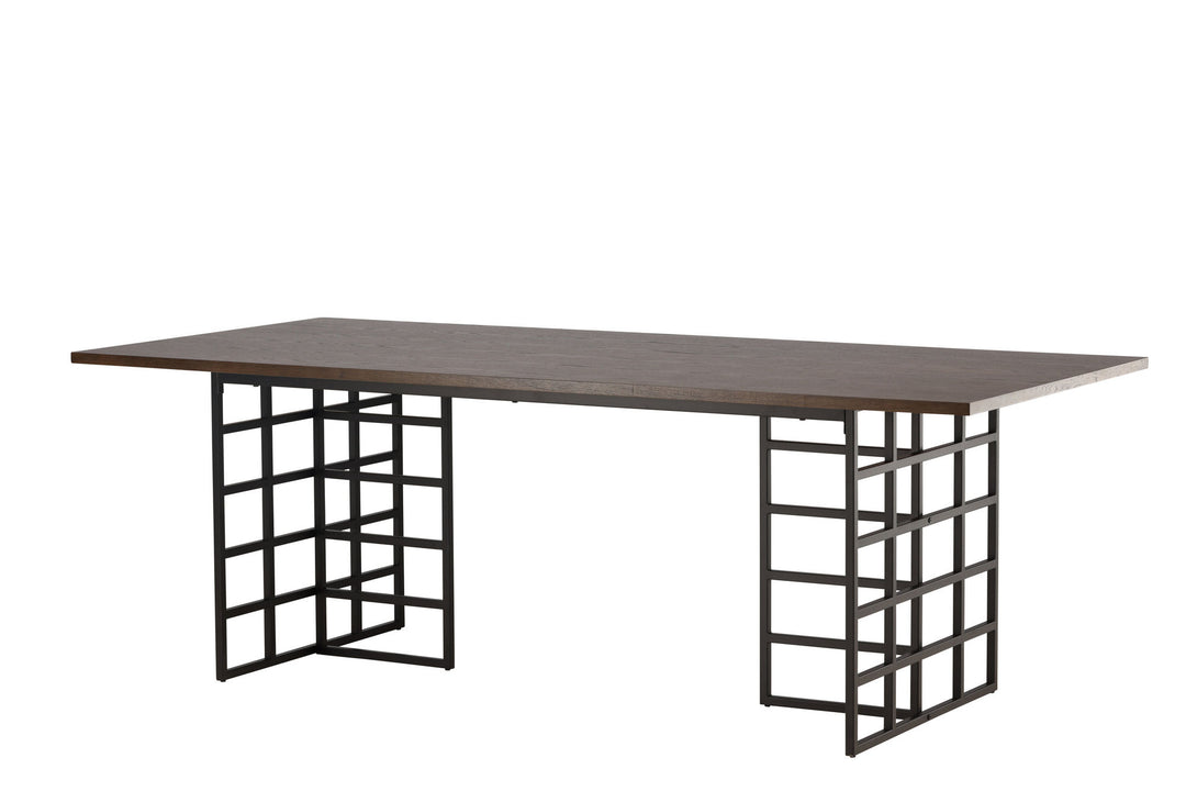 Furniture Fashion Ystad Dining Table - Black / Mocca Oak Veneer