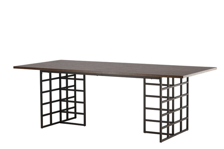 Furniture Fashion Ystad Dining Table - Black / Mocca Oak Veneer