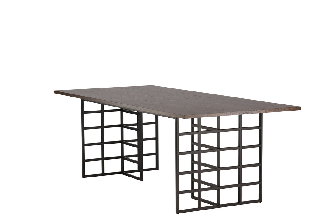 Furniture Fashion Ystad Dining Table - Black / Mocca Oak Veneer