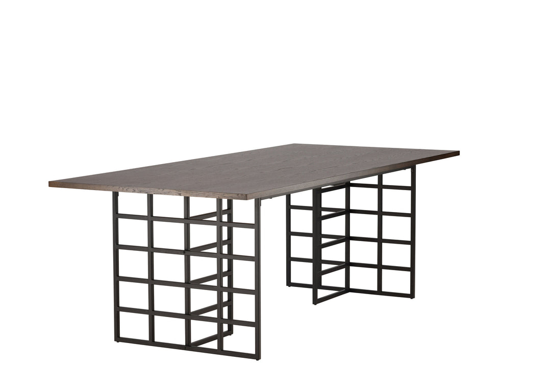Furniture Fashion Ystad Dining Table - Black / Mocca Oak Veneer