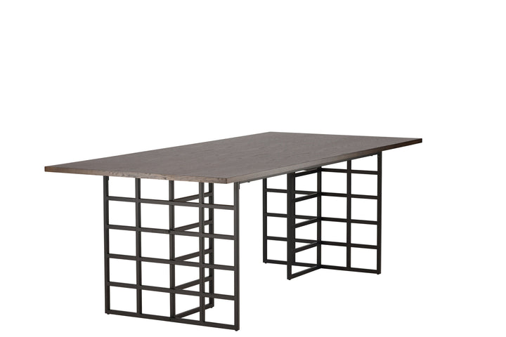 Furniture Fashion Ystad Dining Table - Black / Mocca Oak Veneer