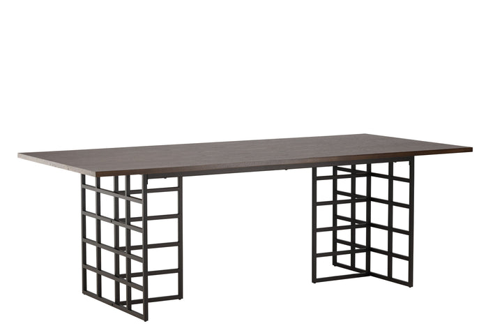 Furniture Fashion Ystad Dining Table - Black / Mocca Oak Veneer