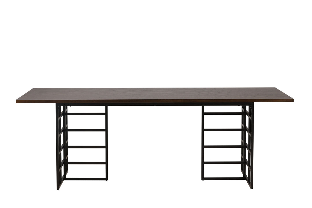 Furniture Fashion Ystad Dining Table - Black / Mocca Oak Veneer