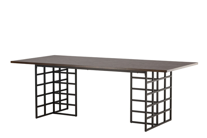 Furniture Fashion Ystad Dining Table - Black / Mocca Oak Veneer