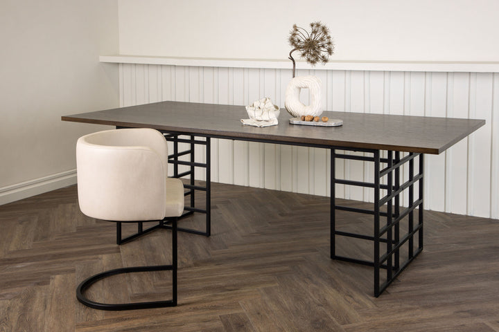 Furniture Fashion Ystad Dining Table - Black / Mocca Oak Veneer