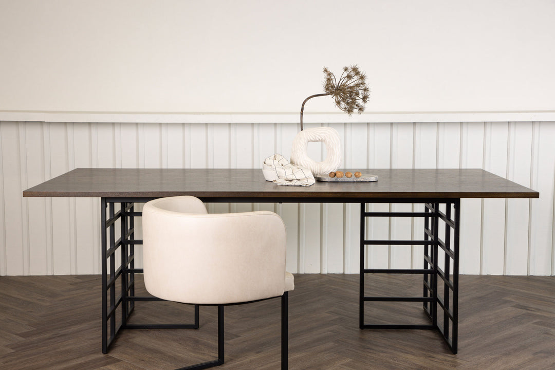 Furniture Fashion Ystad Dining Table - Black / Mocca Oak Veneer