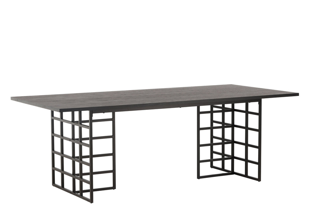 Furniture Fashion Ystad Dining Table - Black / Black Oak Veneer