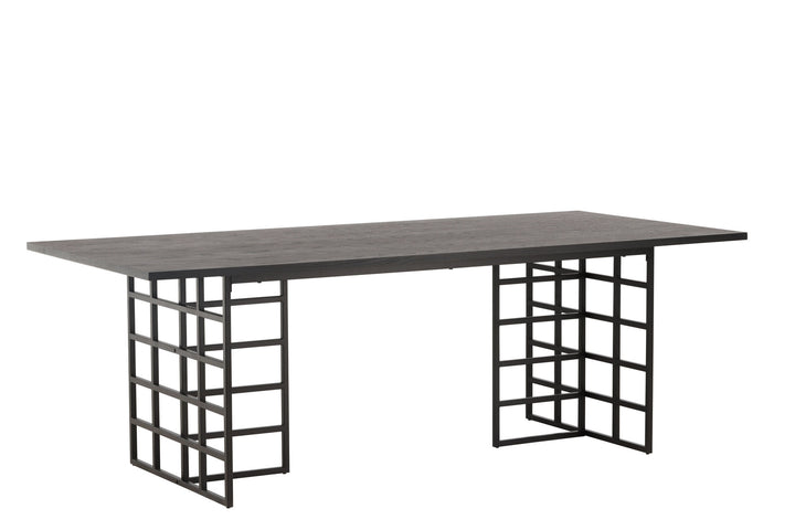 Furniture Fashion Ystad Dining Table - Black / Black Oak Veneer