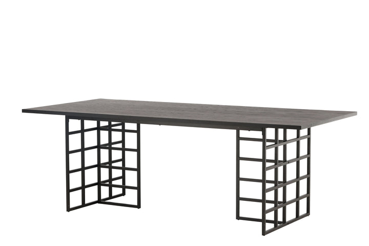 Furniture Fashion Ystad Dining Table - Black / Black Oak Veneer